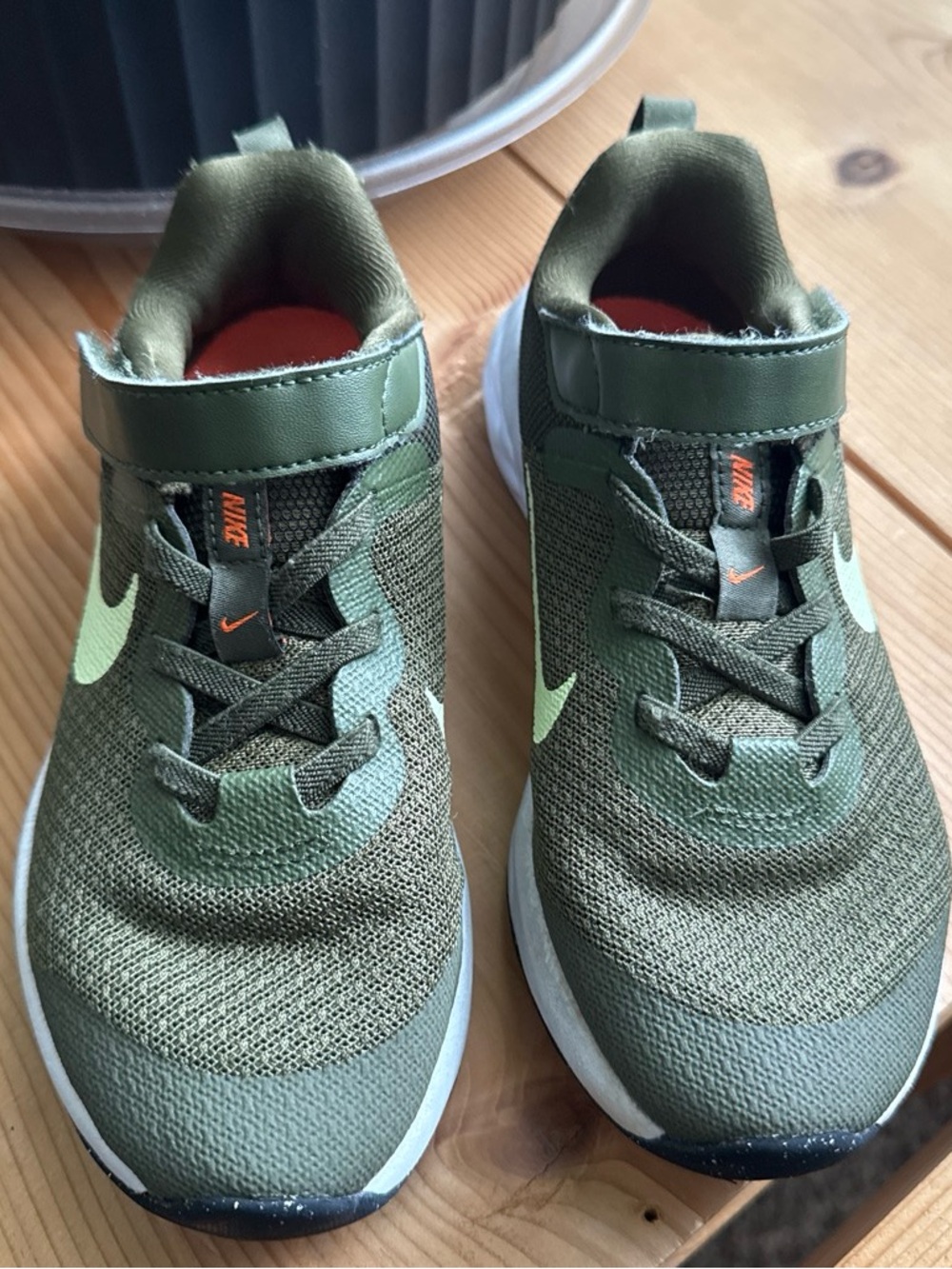 Kids Nike Olive Green Running Shoes size 12.5
